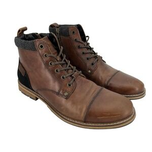 Crevo Boots Mens Size 10.5 Brown Herc CV1745-200 Leather Zip Lace Up Casual